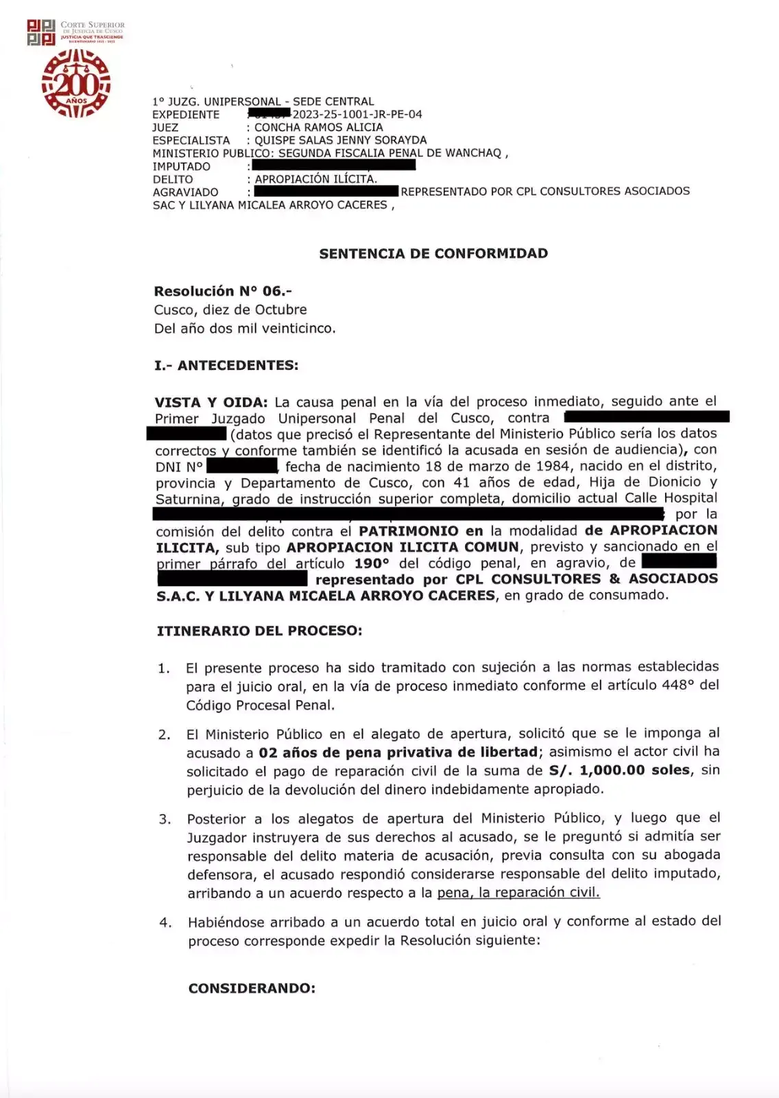 Resolución judicial – página 1