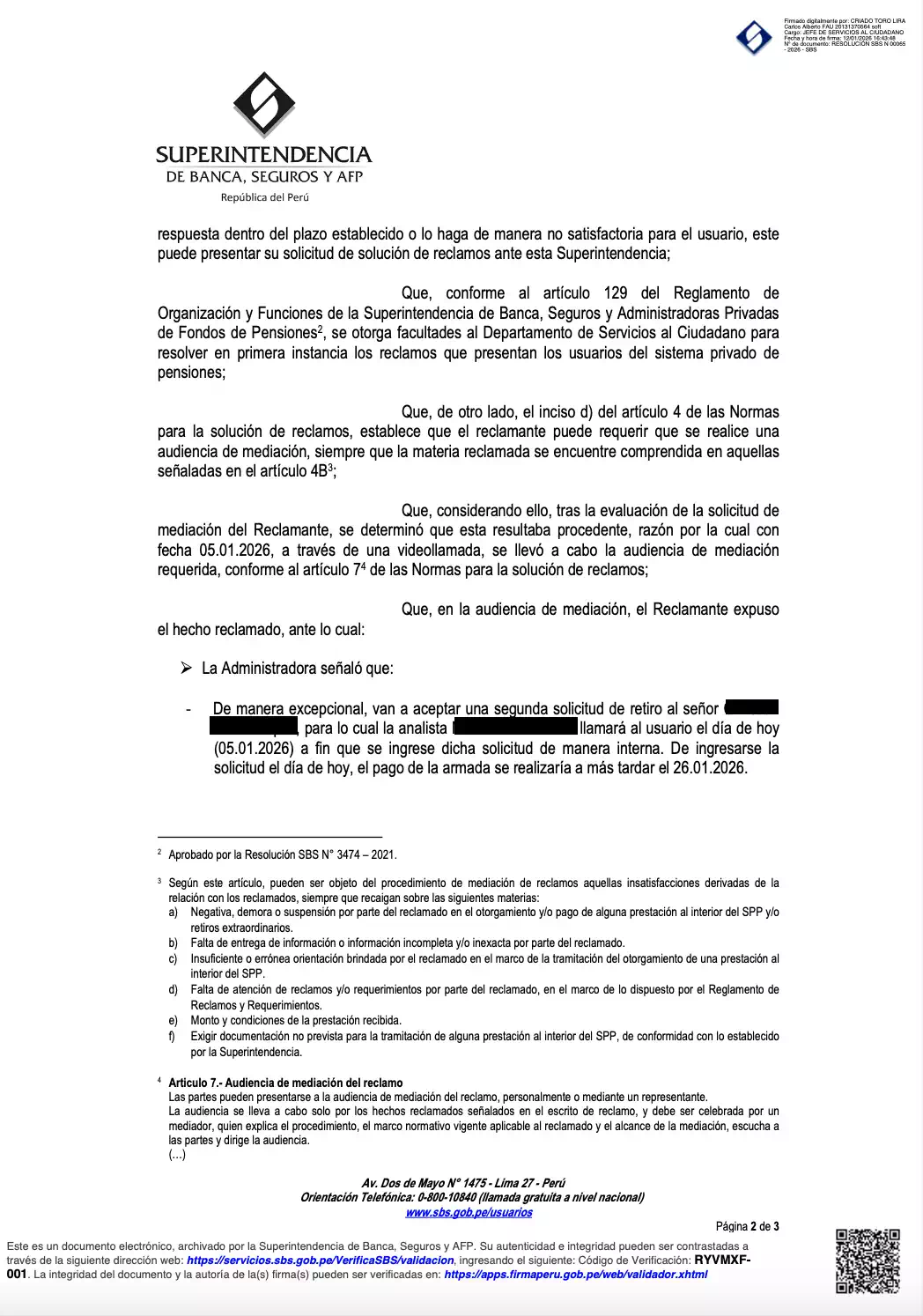 Resolucion SBS N° 00065-2026