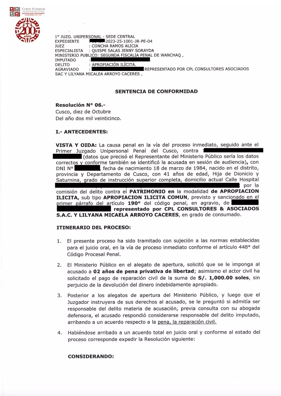 Resolución judicial – página 1